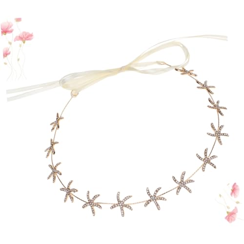 NULYLU Goldfarbenes Braut Haarband mit Funkelndem Strass Seestern Leichtes Langlebiges Schmuck Stirnband für Damen Hochzeits und Party Haar Accessoires von NULYLU