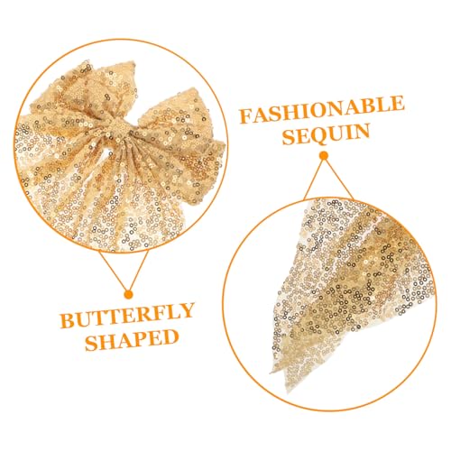NULYLU Große Haarschleife Haarklammer mit Schimmernden Pailletten Goldfarbener Oversized Schleifenclip für Damen und Teens Modischer Haarschmuck Haarklammer für Festliche Anlässe und von NULYLU