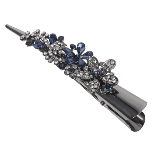 NULYLU Große Metallische Haarklammer mit Strassbesatz Dunkelblaue Duckbill Haarspange Robuste Bobby Pin für Stilvolles Haarstyling Haarschmuck Accessoire für Damen und Mädchen von NULYLU
