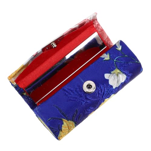 NULYLU Handbestickter Lippenstifthalter aus Seide mit Spiegel Tragbarer Make Up Organizer Vintage Kosmetiktasche für Damen Multifunktional für Reisen und Aufbewahrung Kleiner Accessoires von NULYLU