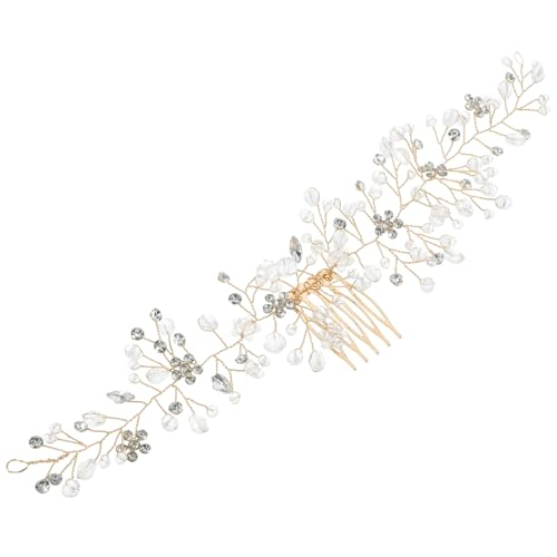 NULYLU Brautschmuck Haarkamm Mit Strass Eleganter Haarschmuck Für Hochzeit Verstellbare Hochzeits-haarvine Mit Kamm Für Bräute Und Festliche Anlässe Goldfarbene Accessoires von NULYLU