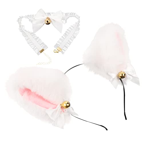 NULYLU 1satz Katzenohren Haarschmuck Mit Glocken-halsband Und Dekorativem Spitzen-band Für Cosplay Und Partyszenen Für Mädchen Und Kostüm-events von NULYLU
