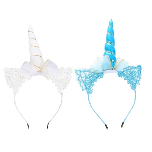 NULYLU Kinder Haarreif 2 Stück Einhorn Stirnbänder Party Kopfschmuck Kreativer Haarreifen Kinderkopfschmuck Für Geburtstagsfeiern von NULYLU