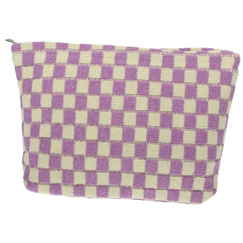 NULYLU Kosmetiktasche Mit Gittermuster Make-up-Beutel Für Damen Reisetasche Organizer-Tasche Für Kosmetika Und Utensilien Tragbar Für Täglichen Gebrauch Und Reisen von NULYLU