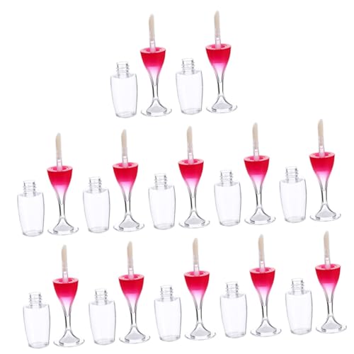 NULYLU Lippenpflegefläschchen Weinglas Form Leere Lip Gloss Behälter Lippenbalsam Tuben 12 Rote Und 12 Transparente Flaschen Für Kosmetik Und Makeup von NULYLU