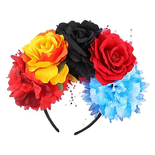 NULYLU Flower Headband Mit Bunten Stoffblumen Blumenkranz Haaraccessoire Für Festivals Hochzeiten Und Fotoshootings Für Besondere Anlässe Und Feiern von NULYLU