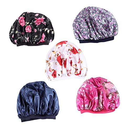 NULYLU Damen Satin Schlafhaube Mit Breitem Rand Atmungsaktive Und Elastische Haube Für Zuhause Zum Schlafen Und Duschen Marineblau NULYLU Damen Satin Schlafhaube Mit Breitem Rand Atmungsaktive Und Elastische Haube Für Zuhause Zum Schlafen Und Duschen Marineblau von NULYLU