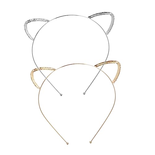 NULYLU 2-teiliges Katzenohr Stirnband Satz Metall Katzenohren Haarreif Cosplay-kopfbedeckung Leicht Und Verstellbar Für Kinder Und Erwachsene von NULYLU