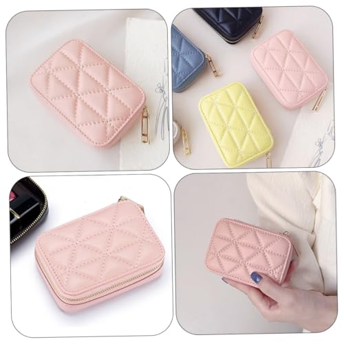 NULYLU Tragbare Lipstick Storage Bag aus Hochwertigem Rindsleder mit Spiegel Kompakte Make up Tasche für Reisen und Alltag Praktischer Lippenstift Organizer Modisches Portemonnaie für von NULYLU