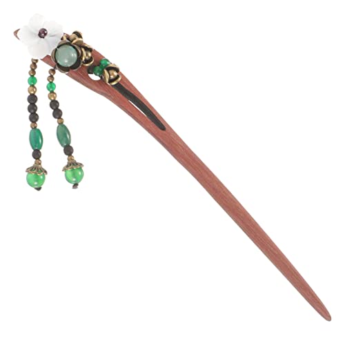 NULYLU Vintage Holz Haarnadel Mit Quaste Und Blumen Chinesische Haarstäbchen Für Elegante Hochzeitsfrisuren Geeignet Für Partys Und Besondere Anlässe von NULYLU