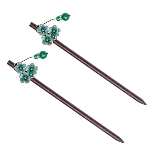 NULYLU 2stücke Vintage Haarstäbchen Aus Grünem Perlenmaterial Retro Haarschmuck Für Frauen Haarnadeln Zur Dekoration Von Hochsteckfrisuren Und Duttfrisuren von NULYLU