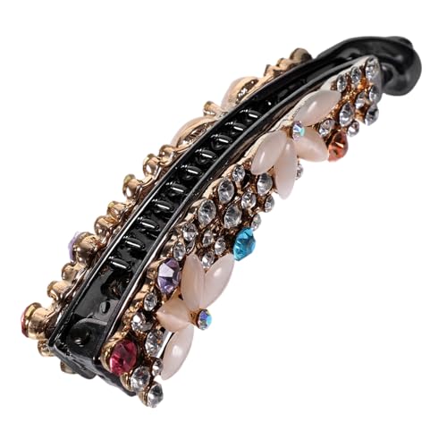 NULYLU Wasserdichter Leichter Banane Haarclip mit Strassbesatz Rutschfeste Haarklammer für Langen Pferdeschwanz Modisches Jahre Damen Haaraccessoire für Party und Alltag von NULYLU