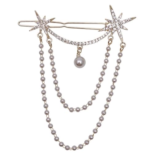 NULYLU Wasserfeste Haarnadeln mit Strass und Perlenkette Modische Haarspange für Frauen und Mädchen Eleganter Haarschmuck für Hochzeiten Partys und Besondere Anlässe von NULYLU