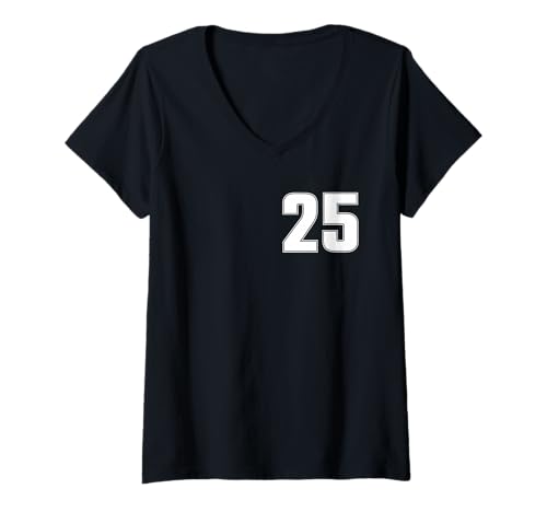 Damen Nummer 25 25 Sporttrikot #25 T-Shirt mit V-Ausschnitt von NUMBERED SPORTS ATHLETIC TEAM JERSEY DOUBLE-SIDED