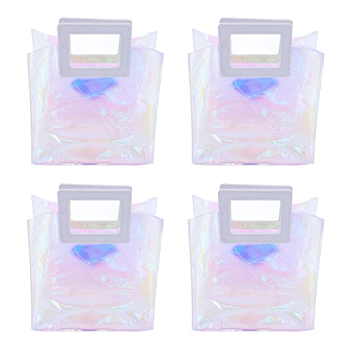 NUMNBE IRISIERENDE GROSSE TASCHE 4 STK. Mode Iridescent Transparent Tote Bag Holographic Handtasche Strandtasche von NUMNBE