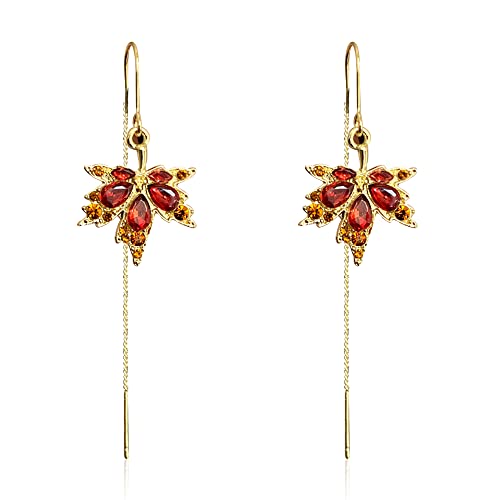 Handgefertigte, einzigartige, herbstliche und funkelnde Kristall-Ahornblatt-Ohrringe, elegant, hypoallergen, Strass-Blatt-Ohrstecker für Frauen und Mädchen, Erntedank-Schmuck, Geschenke, Metall Handgefertigte, einzigartige, herbstliche und funkelnde Kristall-Ahornblatt-Ohrringe, elegant, hypoallergen, Strass-Blatt-Ohrstecker für Frauen und Mädchen, Erntedank-Schmuck, Geschenke, Metall von NUNAGIN