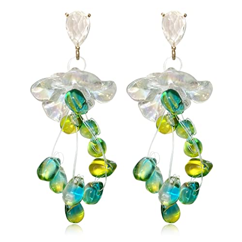 Handgefertigte elegante einzigartige transparente grüne Kristallquaste Blume baumelnde Tropfenohrringe niedliche böhmische Tropfenform Kronleuchter Ohrstecker für Frauen Mädchen Legierung n/p Handgefertigte elegante einzigartige transparente grüne Kristallquaste Blume baumelnde Tropfenohrringe niedliche böhmische Tropfenform Kronleuchter Ohrstecker für Frauen Mädchen Legierung n/p von NUNAGIN