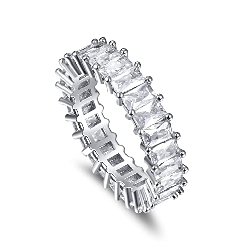 NUNCAD Damen Ringe Silber Edelstahl Ring mit Zirkon Stein Inlay Frauen Verlobungsring Partnerringe Modecchmuck Größe 52 von NUNCAD