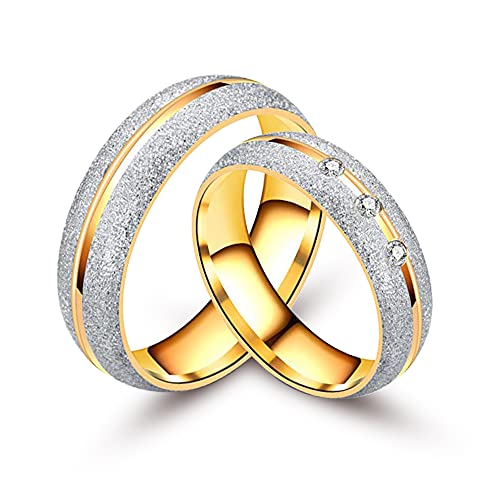 NUNCAD Edelstahlring Herren Damen Gold Ring Partnerringe Hochzeitsring Verlobungsring Gold Größe 52 von NUNCAD