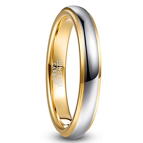 NUNCAD Silber Wolfram Verlobung Ring für Männer Frauen Gold Hochzeit Jahrestag Ring 4mm Kuppelstil Poliertes Finish Größe 56.0 (17.8) von NUNCAD