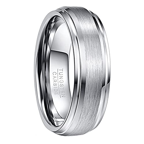 NUNCAD Ring 7mm für Herren/Damen Silber matt + hochpoliert Design aus Wolfram, Ring Unisex für Hochzeit, Verlobung Partner, Größe 67.2 (21.4) von NUNCAD