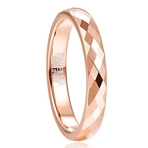 NUNCAD Ring Damen Mädchen Rosegold 4mm aus Wolfram Comfort Fit Design Ring für Hochzeit Verlobung und Partnerschaft Größe 54.4 (17.3) von NUNCAD