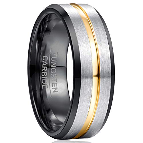 NUNCAD Ring Herren/Damen Herrenring aus Wolfram 8mm Hochzeits Ring Partnerringe Verlobungsringe Größe 72 von NUNCAD