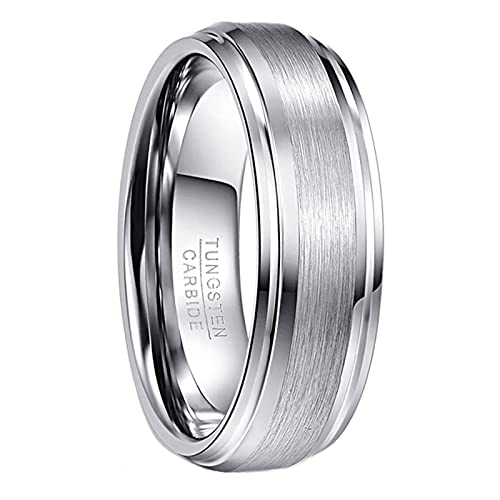 NUNCAD Ring silber Herren/Damen 7mm matt + hochpoliert aus Wolfram, Ring Unisex für Hochzeit, Verlobung u. Partnerschaft, Größe 70 (22.3) von NUNCAD
