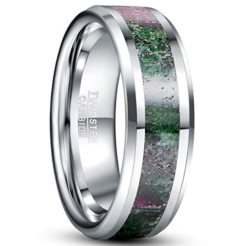 NUNCAD Ring aus Wolfram mit Rubin Zoisite Ringe Herren Damen Hochzeitsring Partnerring Größe 62 (22) von NUNCAD