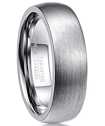 NUNCAD Wolfram Ring Herren Damen Silber Partnerring 7mm Fashion Unisex Ring für Partnerschaft Verlobung und Geschenk Größe 68.5 von NUNCAD