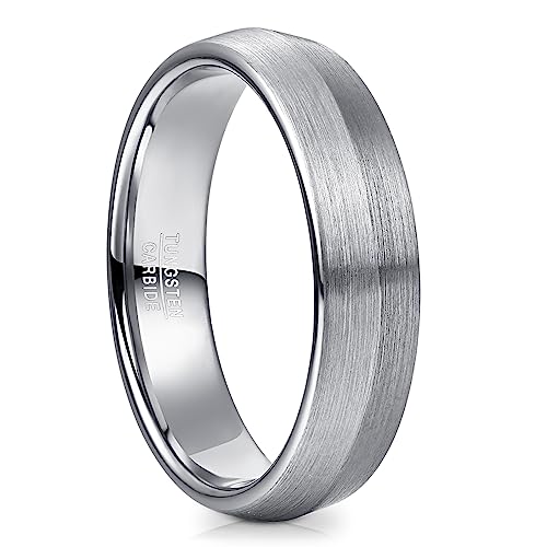 NUNCAD Wolfram Ring Herren Ehering 6mm Silber Partnerrringe Verlobungeringe Fashion Schmuck Gebürstete Größe 67.2 (21.4) von NUNCAD