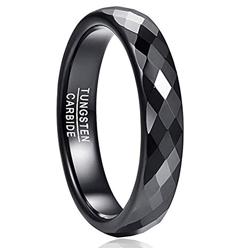 NUNCAD Wolfram Ring Schwarz Damenring Verlobungsring 4mm Ringe Modeschmuck Herren Ringe Paar Rhombus Polieren Größe 53 (16.9) von NUNCAD