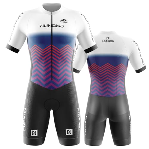 NUNOMO Triathlon Anzug Herren - Einteiliges Radtrikot - Trisuit Einteiler – Triathlonanzug - Triathlon Einteiler Kurz - 3Taschen für Wettkampf Run Triathlon-Anzug für Herren (TYPE-9,M) von NUNOMO