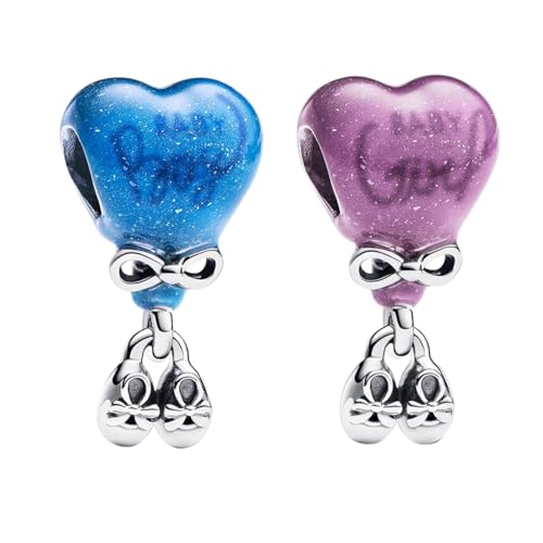 NUNUYAYA Damen Charm Anhänger für Armband 925 Sterling Silber Color-changing Gender Reveal Girl Boy Dangle Beads passend Armband Halskette,Anhänger Europäischen Armbänder Frauen Mädchen 2-Stück/Paket von NUNUYAYA