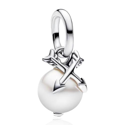 NUNUYAYA Damen Charm Anhänger für Armband 925 Sterling Silber Cupid's Arrow Pearl Pendant Beads passend Armband Halskette,Charm Anhänger für Europäischen Armbänder Frauen Mädchen von NUNUYAYA