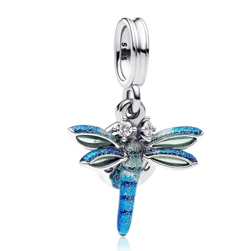 NUNUYAYA Damen Charm Anhänger für Armband 925 Sterling Silber Dragonfly Beads passend Armband Halskette,Charm Anhänger für Europäischen Armbänder Frauen Mädchen von NUNUYAYA