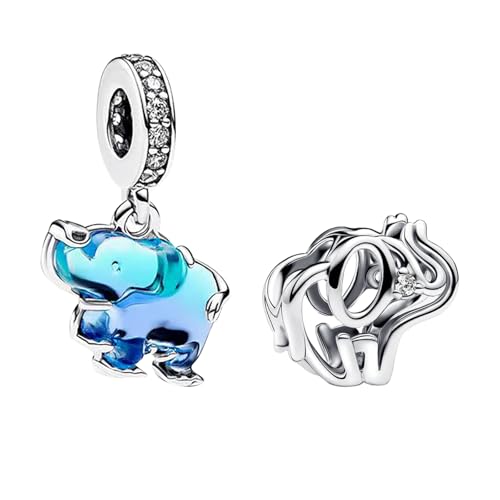 NUNUYAYA Damen Anhänger für Armband 925 Sterling Silber Elephant Duo Charms Beads für Halskette, Europäische Armbänder für Frauen Mädchen 2-Stück/Paket von NUNUYAYA
