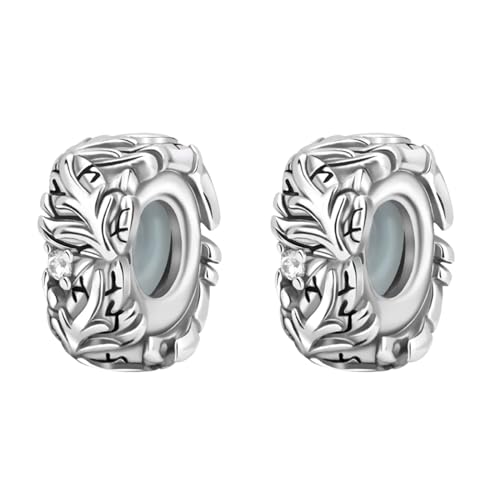 NUNUYAYA Damen Charm Anhänger für Armband 925 Sterling Silber Feather Spacer Beads Dangle Charms Beads passend für Armband Halskette,Anhänger für Europäischen Armbänder Frauen Mädchen 2-Stück/Paket von NUNUYAYA