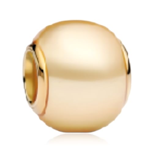 NUNUYAYA Damen Charm Anhänger für Armband 925 Sterling Silber Golden Ball BeadDangle Charms Beads passend Armband Halskette,Charm Anhänger für Europäischen Armbänder Frauen Mädchen von NUNUYAYA