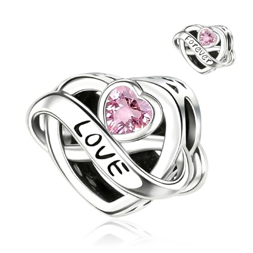 NUNUYAYA Damen Charm Anhänger für Armband 925 Sterling Silber Infinite Heart Love Beads passend Armband Halskette,Charm Anhänger für Europäischen Armbänder Frauen Mädchen von NUNUYAYA