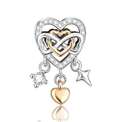 NUNUYAYA Damen Charm Anhänger für Armband 925 Sterling Silber Infinity Heart Dreamcatcher Dangle Charms Beads passend für Armband Halskette,Charm Anhänger Europäischen Armbänder von NUNUYAYA