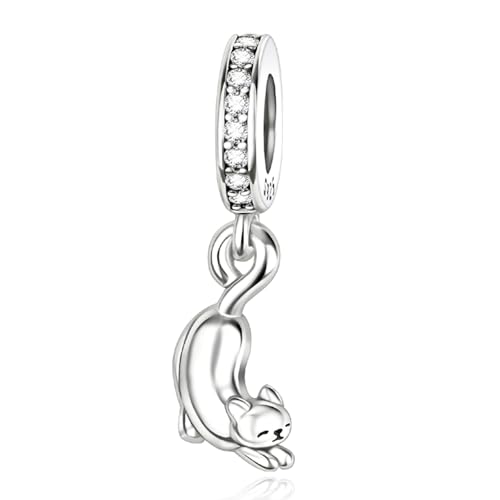 NUNUYAYA Damen Charm Anhänger für Armband & Halskette, Kitten Charm Beads aus 925 Sterling Silber von NUNUYAYA