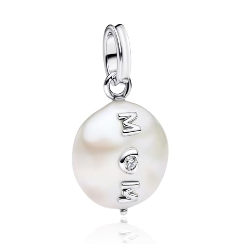 NUNUYAYA Damen Charm Anhänger für Armband 925 Sterling Silber MOM Pearl PendantDangle Charms Beads passend Armband Halskette,Charm Anhänger für Europäischen Armbänder Frauen Mädchen von NUNUYAYA