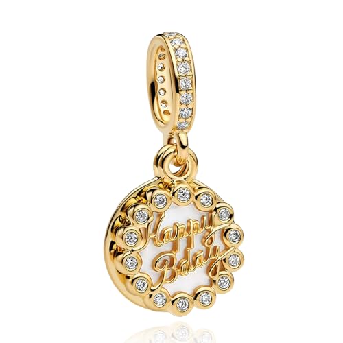 NUNUYAYA Damen Charm Anhänger für Armband 925 Sterling Silber Sparkling Birthday Double DangleDangle Charms Beads passend Armband Halskette,Charm Anhänger für Europäischen Armbänder Frauen Mädchen von NUNUYAYA