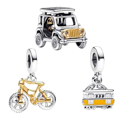 NUNUYAYA Damen Charm Anhänger für Armband 925 Sterling Silber Two-tone Adventure Car Bus Bicycle Dangle Beads passend Armband Halskette,Anhänger Europäischen Armbänder Frauen Mädchen 3-Stück/Paket NUNUYAYA Damen Charm Anhänger für Armband 925 Sterling Silber Two-tone Adventure Car Bus Bicycle Dangle Beads passend Armband Halskette,Anhänger Europäischen Armbänder Frauen Mädchen 3-Stück/Paket von NUNUYAYA
