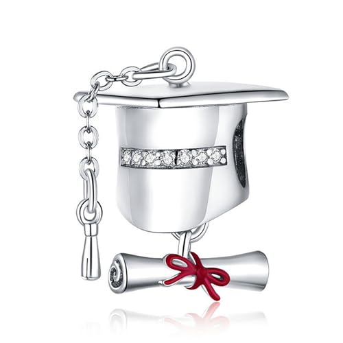 NUNUYAYA Frauen Armband Charme 925 Sterling Silber Bachelor's Cap Graduation Cap passend für Armband Halskette,Charm Anhänger für Europäischen Armbänder für Frauen Mädchen,Graduation Saison von NUNUYAYA
