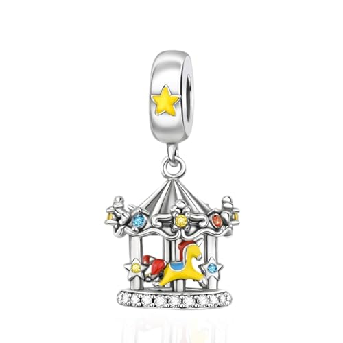 NUNUYAYA Frauen Armband Charme 925 Sterling Silber Carousel passend für Armband Halskette,Charm Anhänger für Europäischen Armbänder für Frauen Mädchen NUNUYAYA Frauen Armband Charme 925 Sterling Silber Carousel passend für Armband Halskette,Charm Anhänger für Europäischen Armbänder für Frauen Mädchen von NUNUYAYA