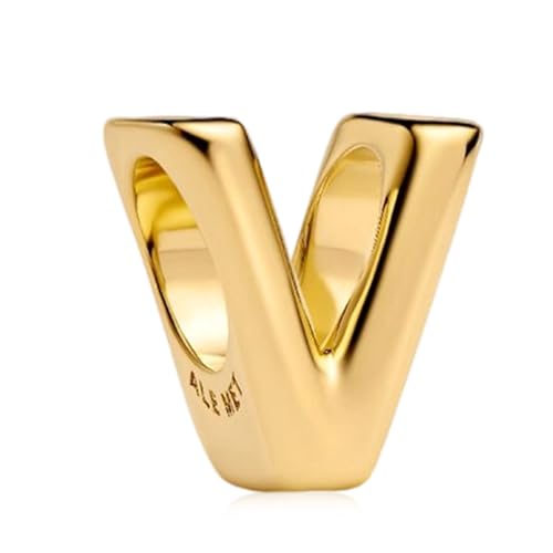NUNUYAYA Frauen Armband Charme 925 Sterling Silber Gold Letter V passend für Armband Halskette,Charm Anhänger für Europäischen Armbänder für Frauen von NUNUYAYA