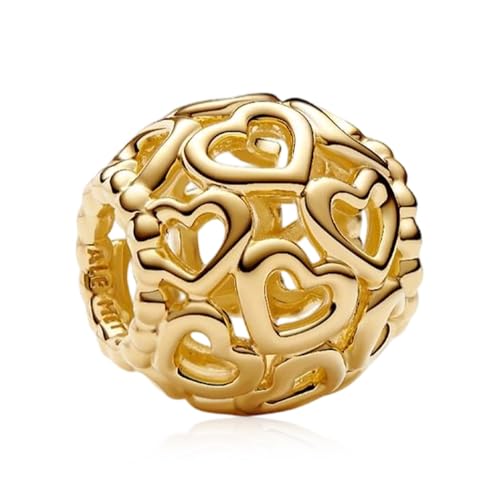 NUNUYAYA Frauen Armband Charme 925 Sterling Silber Heart-shaped openwork bead passend für Armband Halskette,Charm Anhänger für Europäischen Armbänder für Frauen von NUNUYAYA