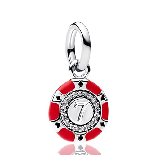 NUNUYAYA Frauen Armband Charme 925 Sterling Silber Red Seven passend für Armband Halskette,Charm Anhänger für Europäischen Armbänder für Frauen Mädchen von NUNUYAYA